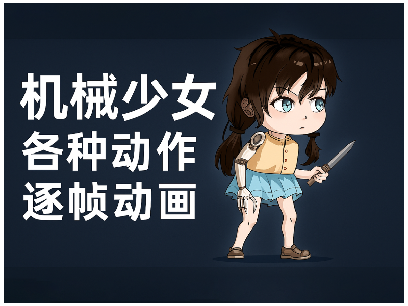 少女各种动作逐帧动画_静止，走路，受伤，跳跃，庆祝，攻击