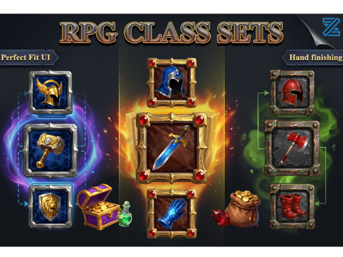 【ZSS】炉石手绘风RPG图标包 - 职业装备与物品 Vol.1 (300+枚)