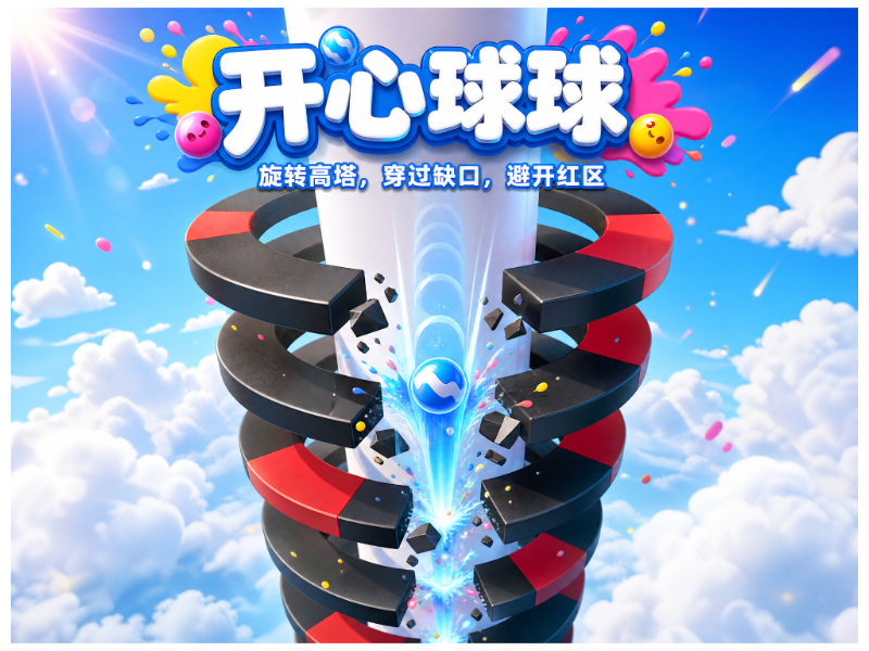 开心球球-左右滑动旋转高塔躲红区休闲小游戏